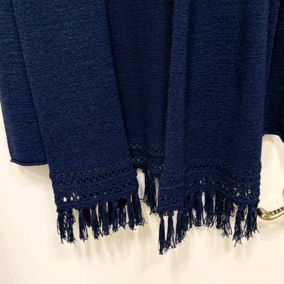 Lily Pulitzer Navy Cardigan with Fringe. Size M - Picture 4 of 6